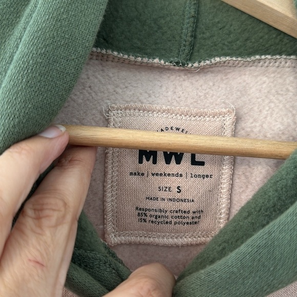Madewell Betterterry Hoodie Sweatshirt Colorblock Pastel Pink Green Sporty Small - Picture 10 of 12
